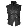 Mens Dieselpunk Military Waistcoat Army Vest Gothic Steampunk Black Leather 